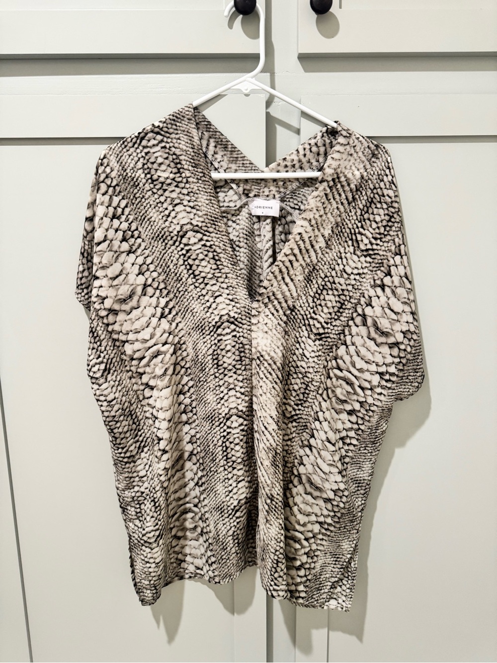 Adrienne Snake Print Double V-Neck Top Animal Print Small